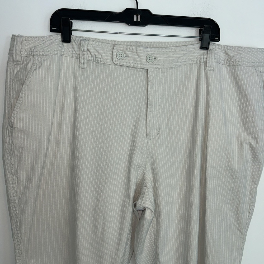 Caribbean Joe Women's Capri Pants 22W Beige White Stripe Wide Leg High Rise